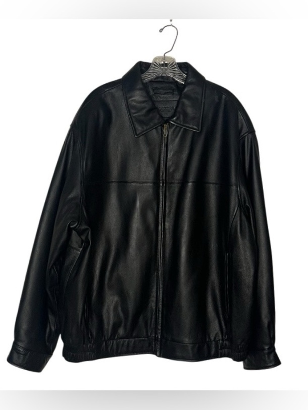 ROUNDTREE & YORKE Black Leather Jacket Bomber Zip Up Lined Mens Size 2X